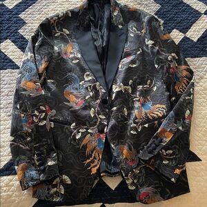 Zara Floral Patterned Blazer with Black Lapel
